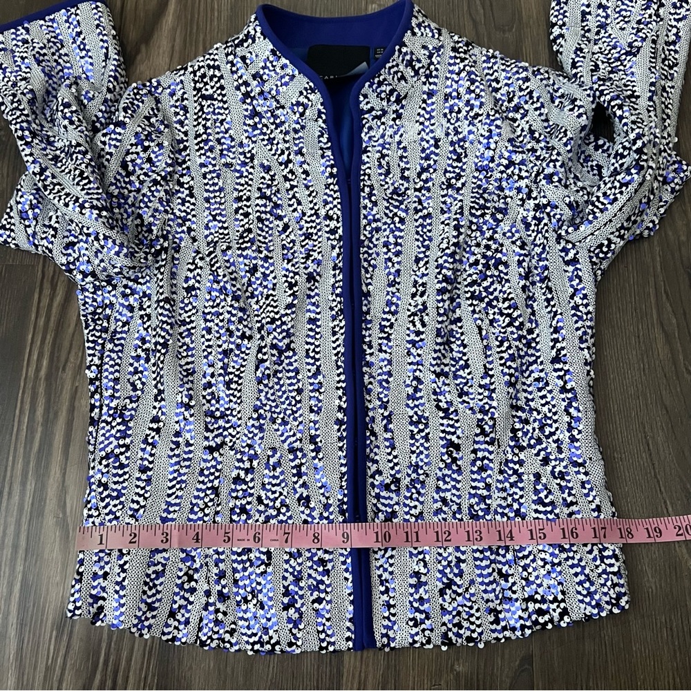 Carlisle Bluish Purple Sequin Evening Blazer Jacket - Picture 13 of 15